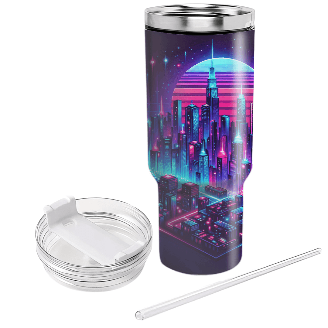 Cyber City Nights Travel Tumblers