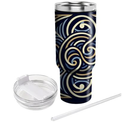 Geometric Spiral Wave  Tumblers With Lids