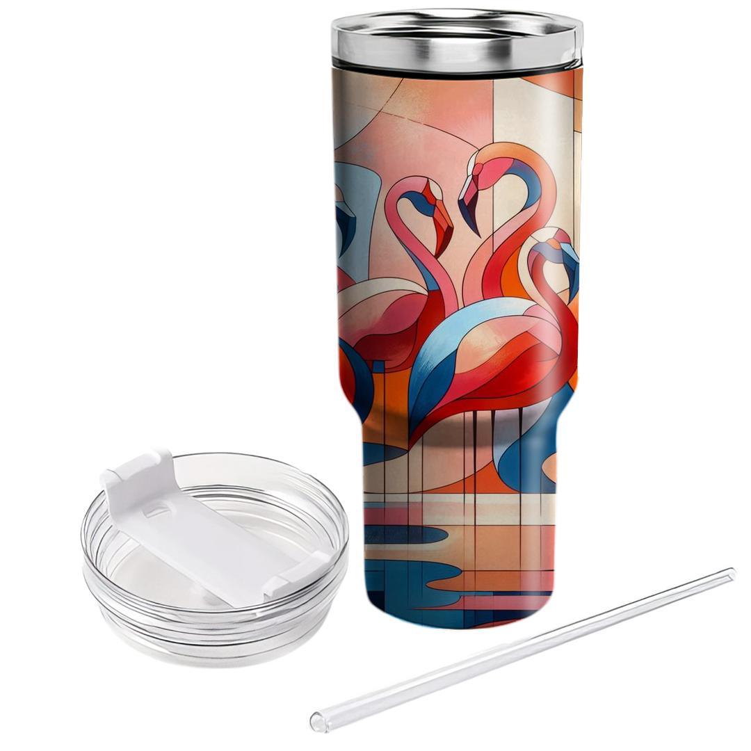 Abstract Flamingo Harmony  Tumblers With Lids