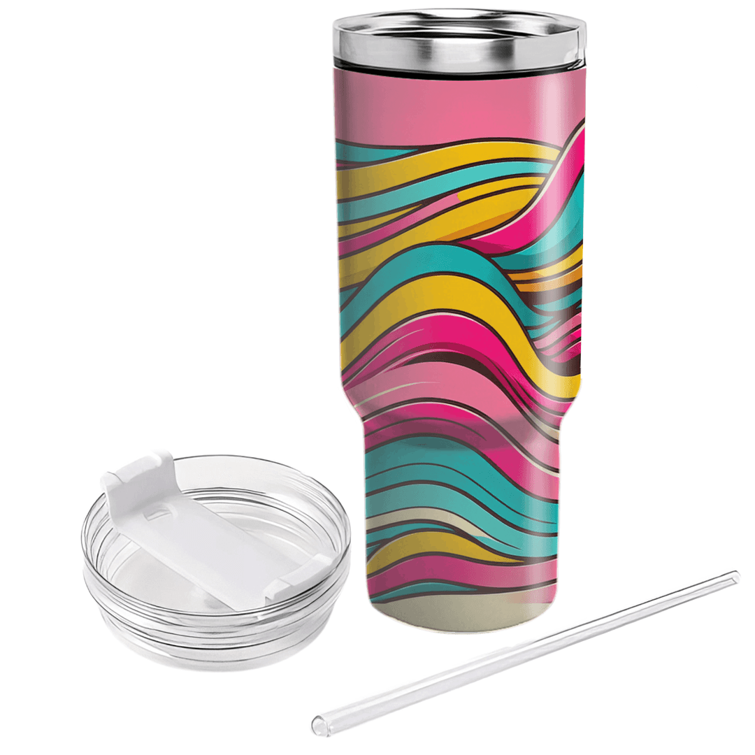 Funky Striped Waves Travel Tumblers