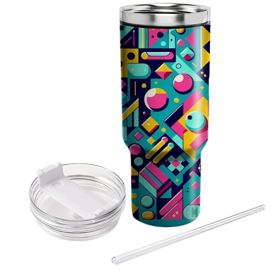 Playful Geometric Collage  Tumblers With Lids