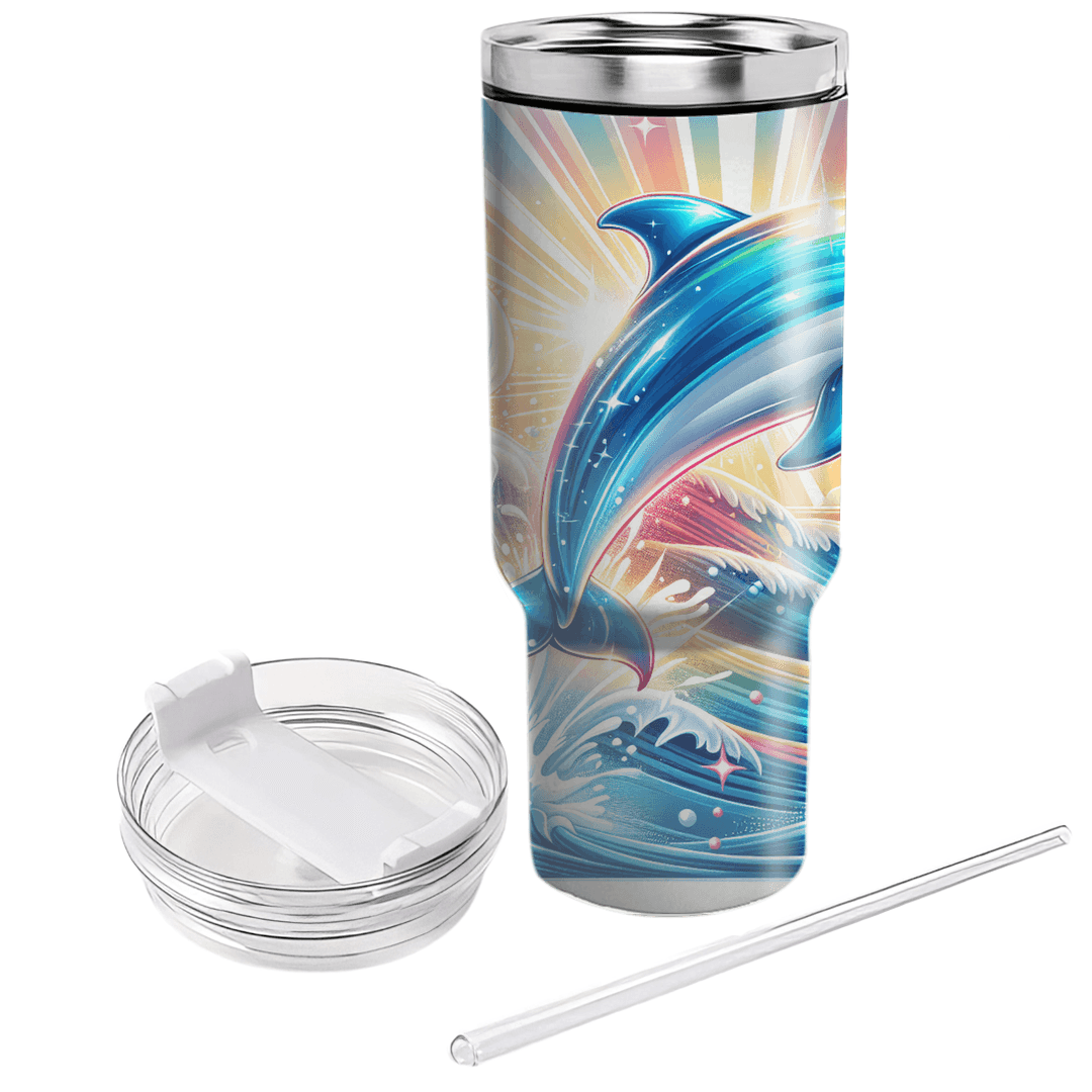 Playful Dolphin Splash  Tumblers With Lids