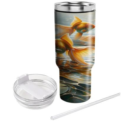 Glimmering Goldfish Pond  Tumblers With Lids