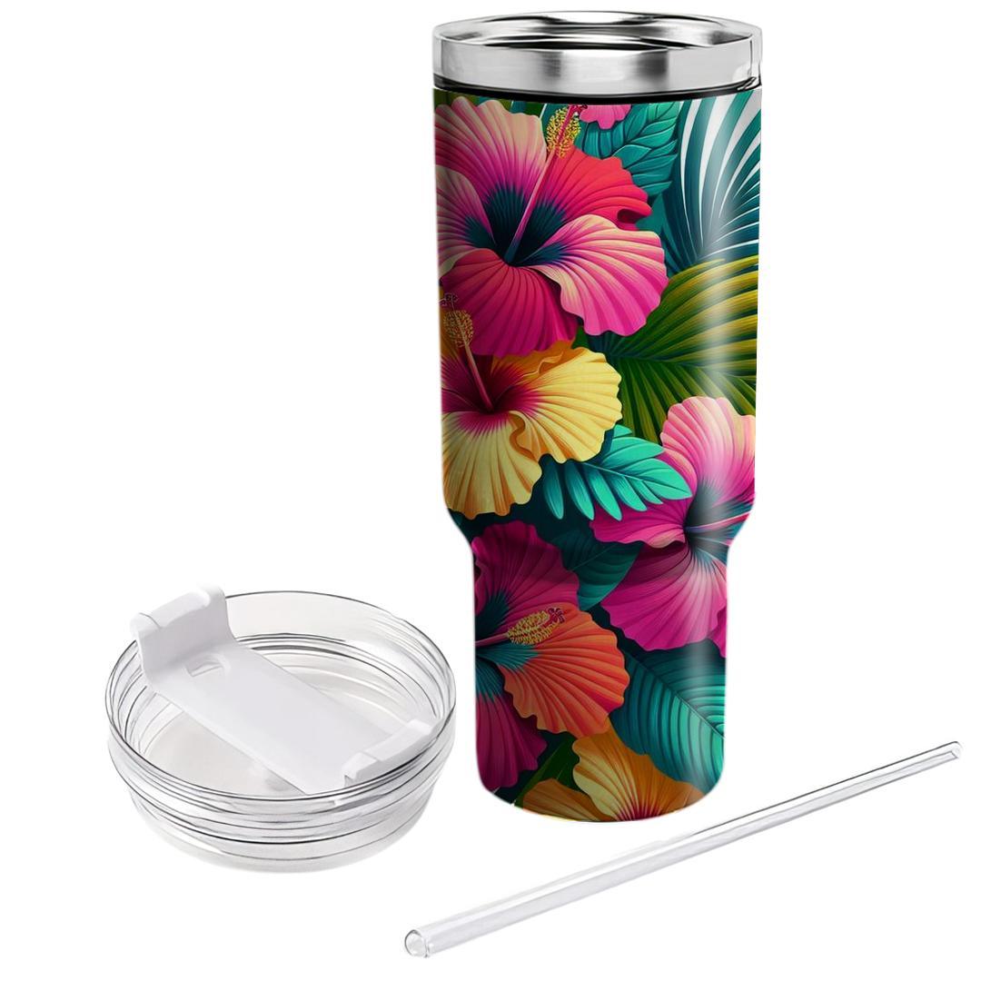 Tropical Hibiscus Hues  Tumblers With Lids