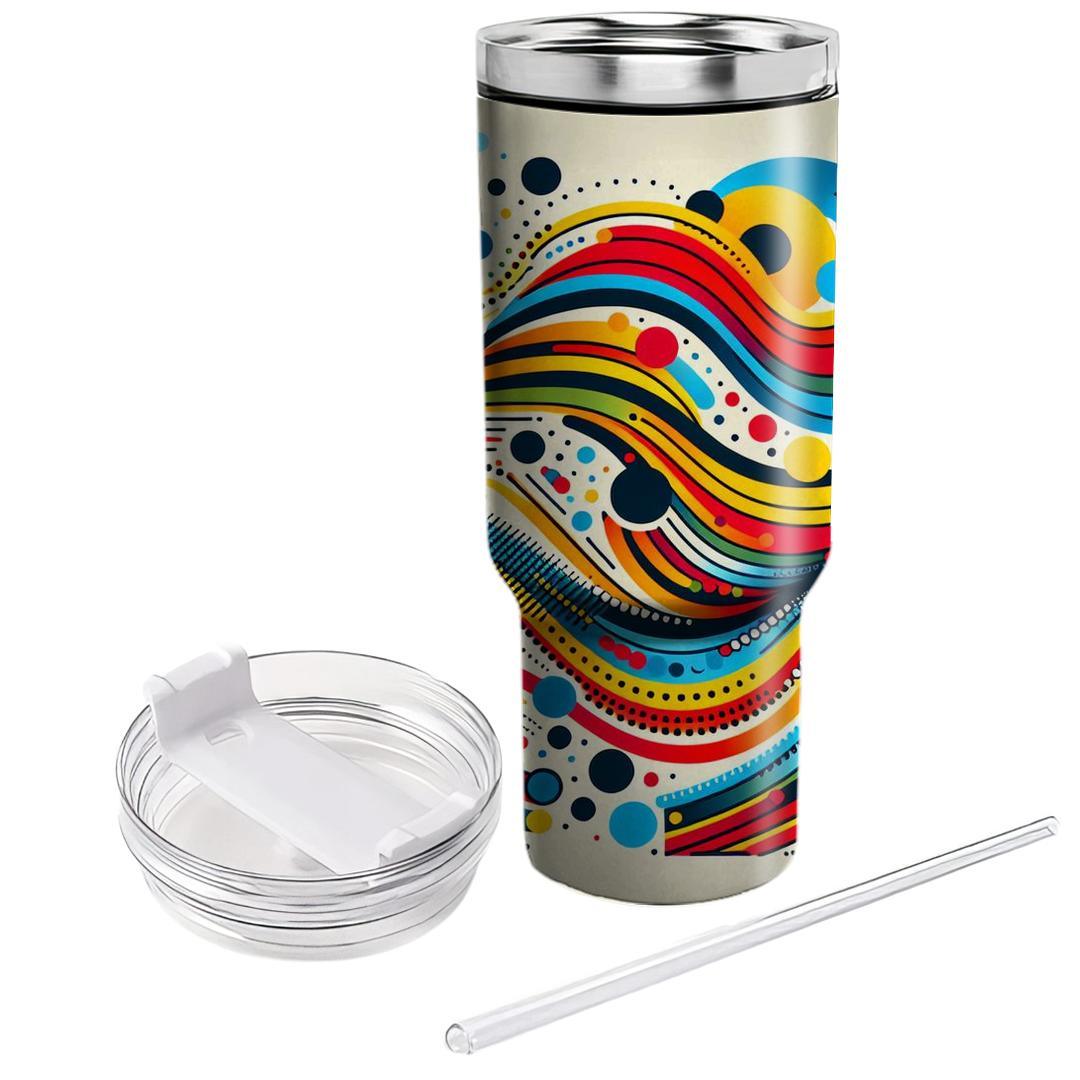 Abstract Dots And Lines  Travel Tumblers