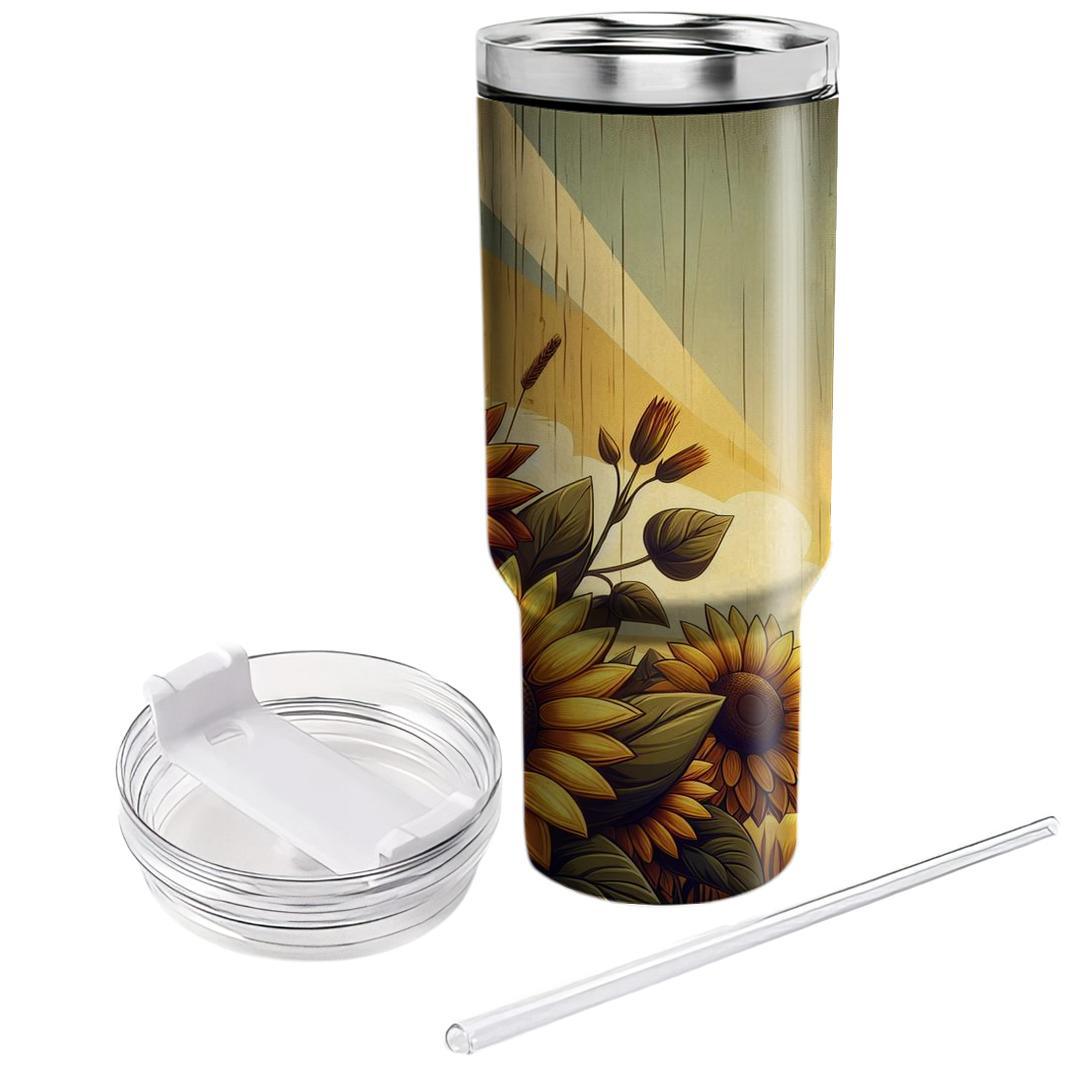 Rustic Sunflower Glory  Unique Tumblers