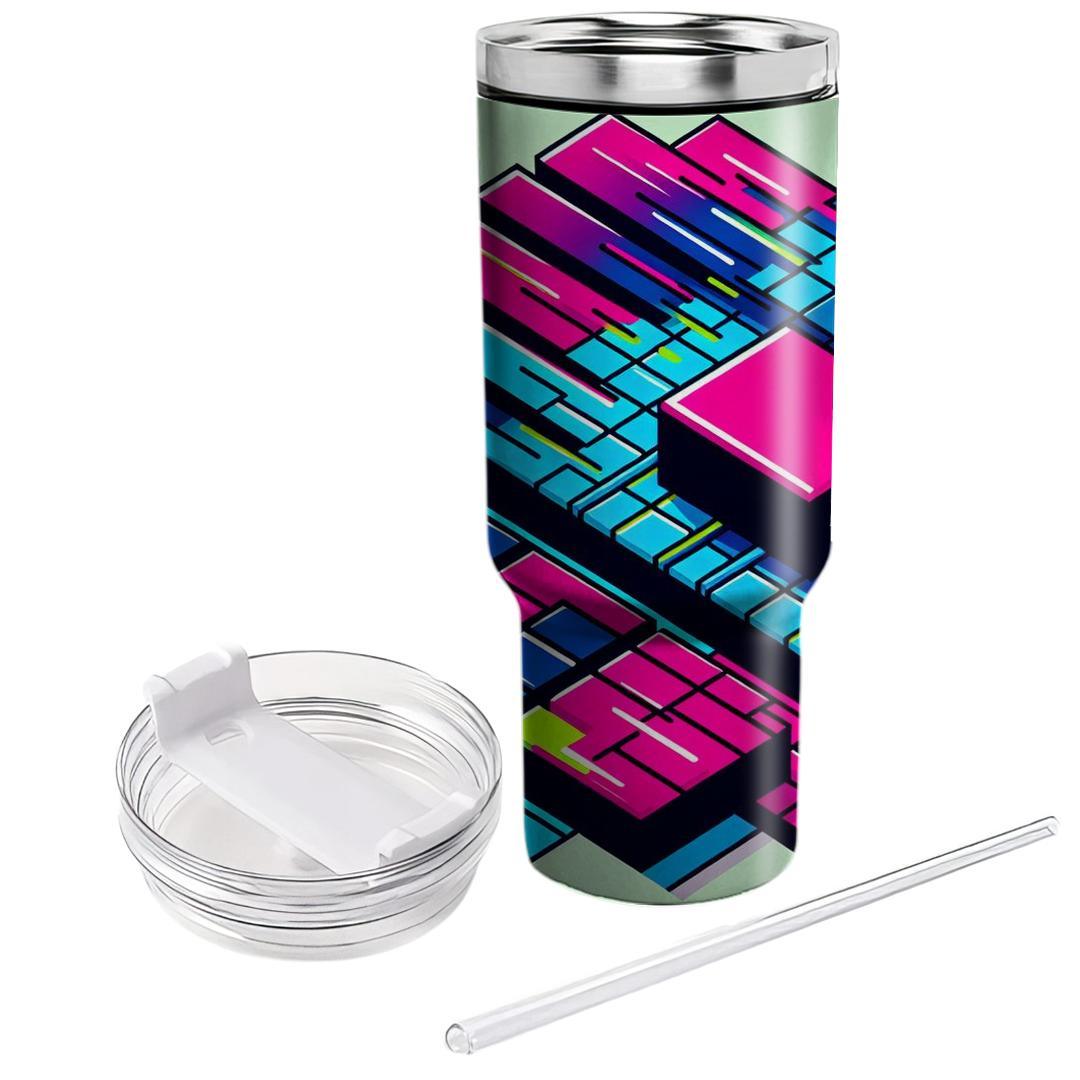 Electric Color Blocks  Tumblers With Lids