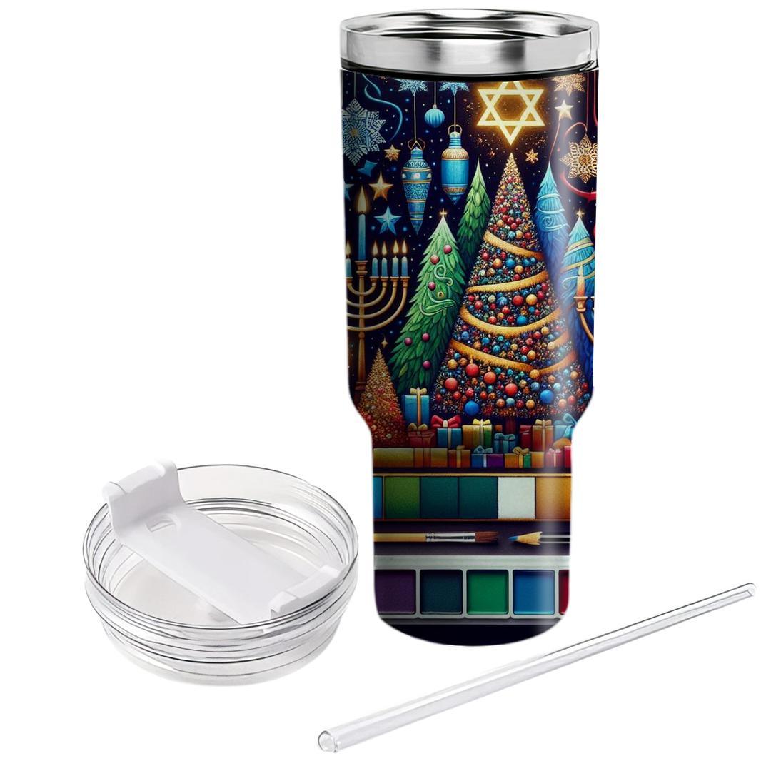 Festive Fusion - Christmas And Hanukkah  Decorative Tumblers