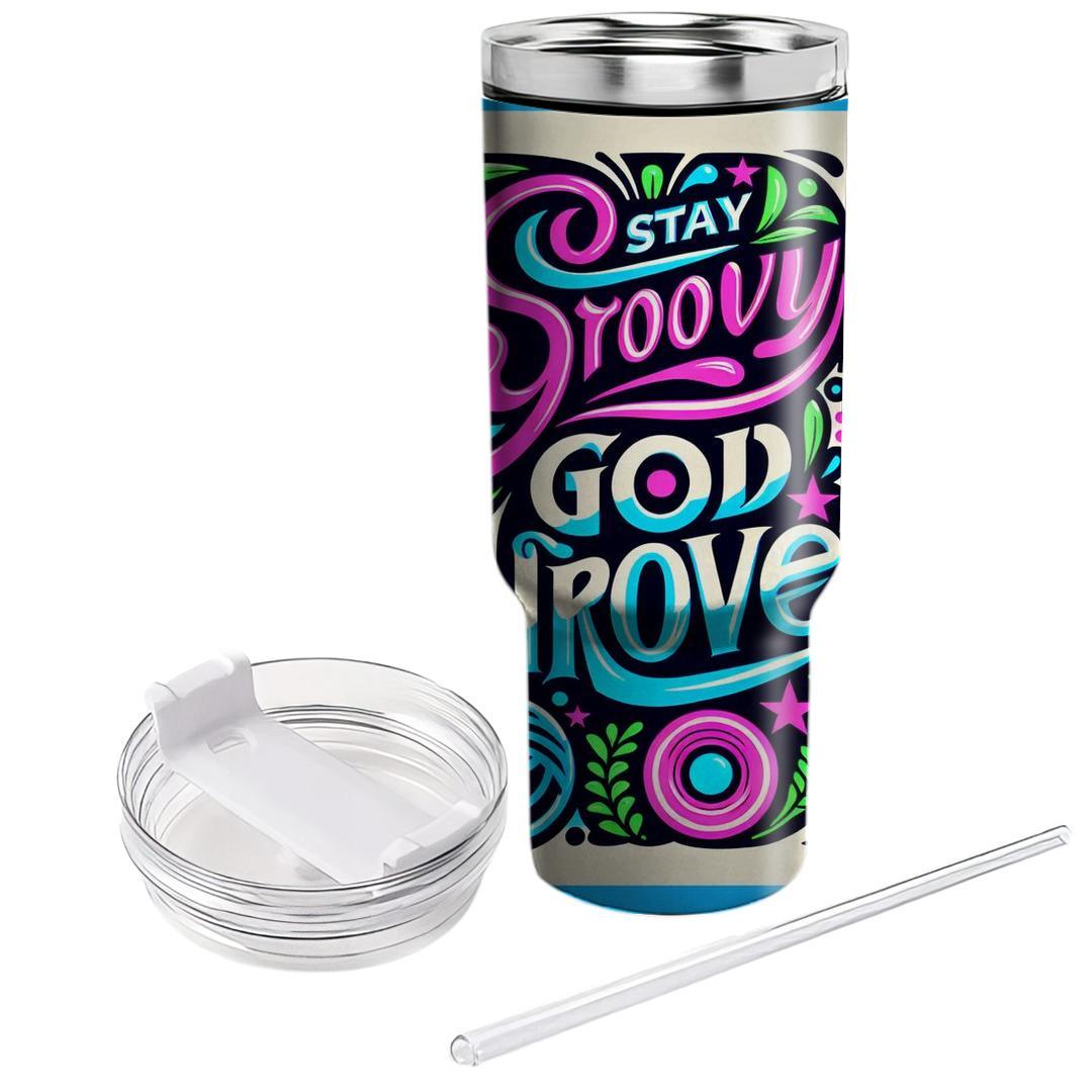 70s Funky Typographic  Travel Tumblers