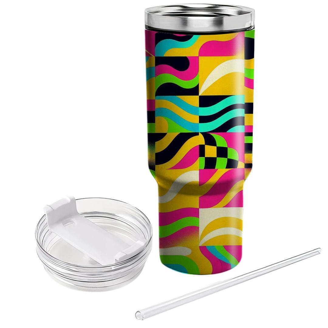 Retro Wave Checkerboard  Travel Tumblers