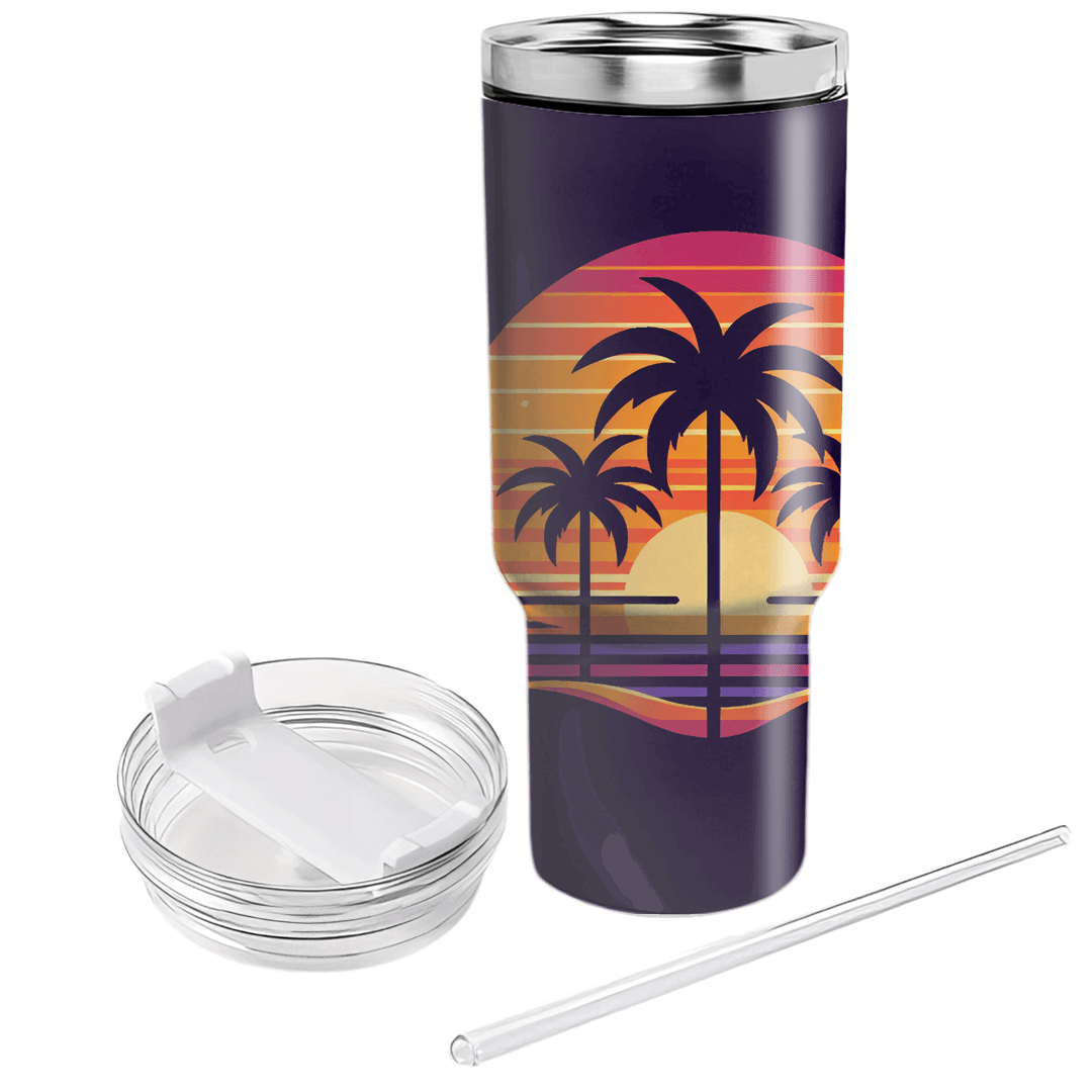 Retro Sunset Palms Unique Tumblers