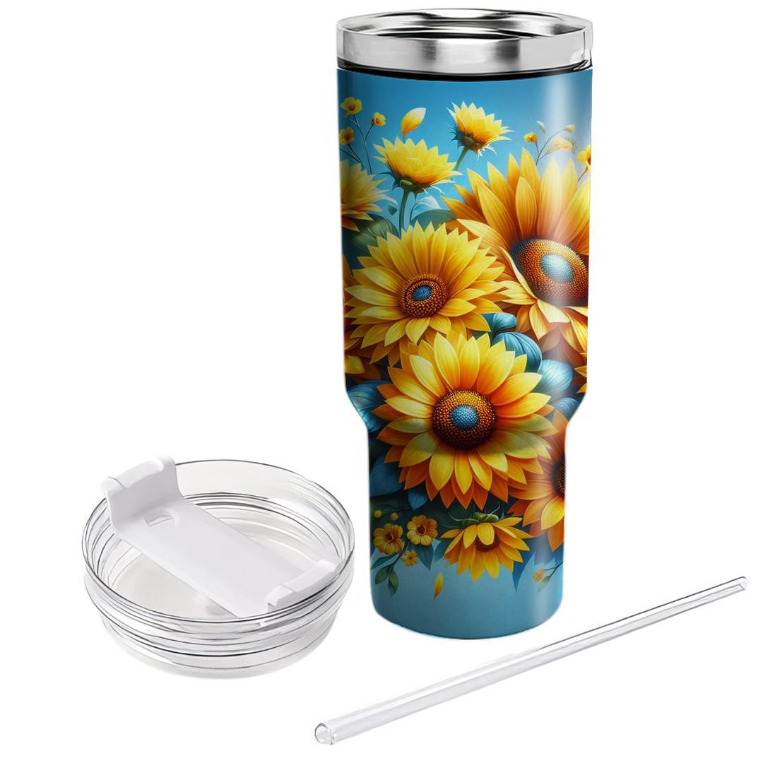 Sunny Sunflower Blooms  Unique Tumblers