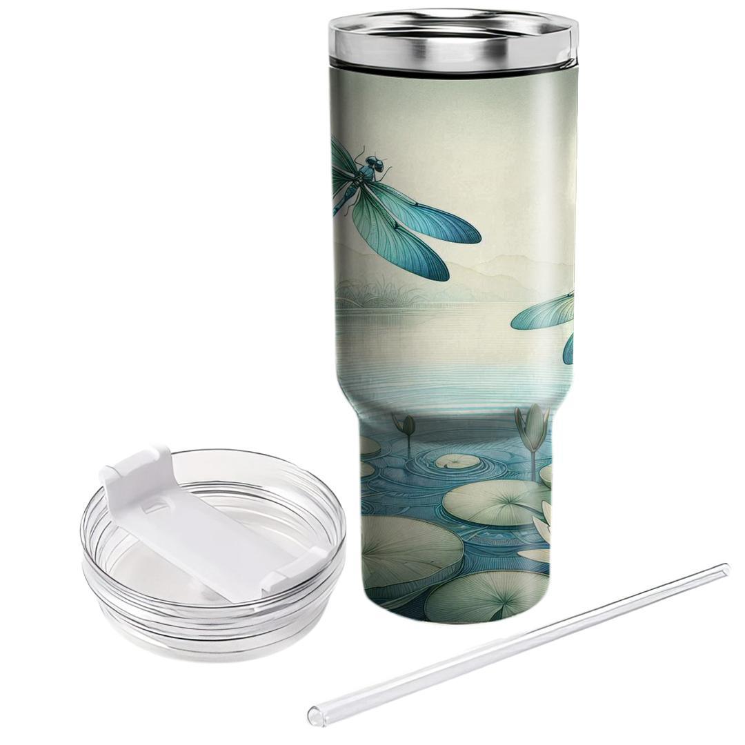 Azure Dragonfly Delight  Travel Tumblers