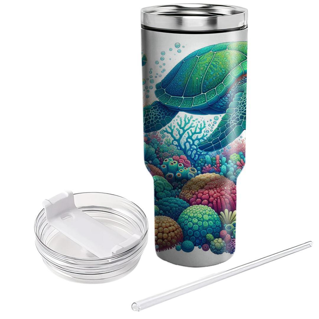 Underwater Fantasy Turtle  Tumblers With Lids