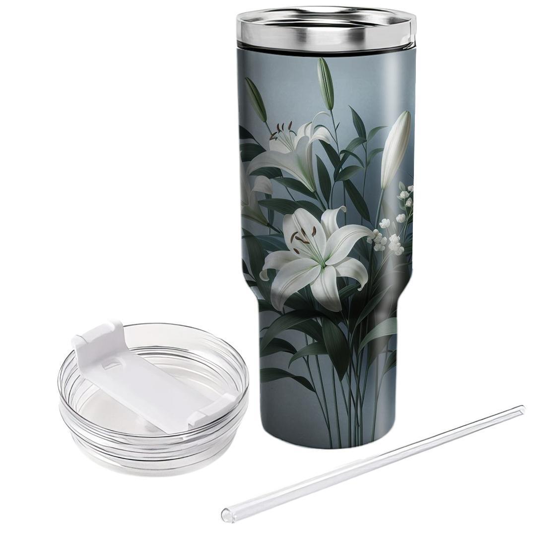 Serene White Lily  Insulated Tumblers