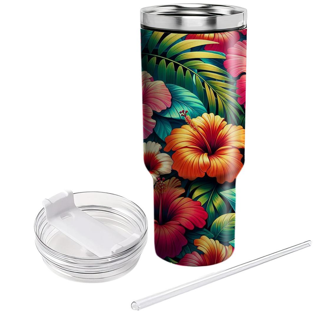 Tropical Delight Hibiscus  Tumblers With Lids