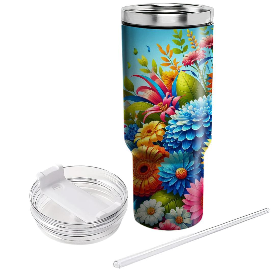Vivid Summer Flower Burst  Unique Tumblers