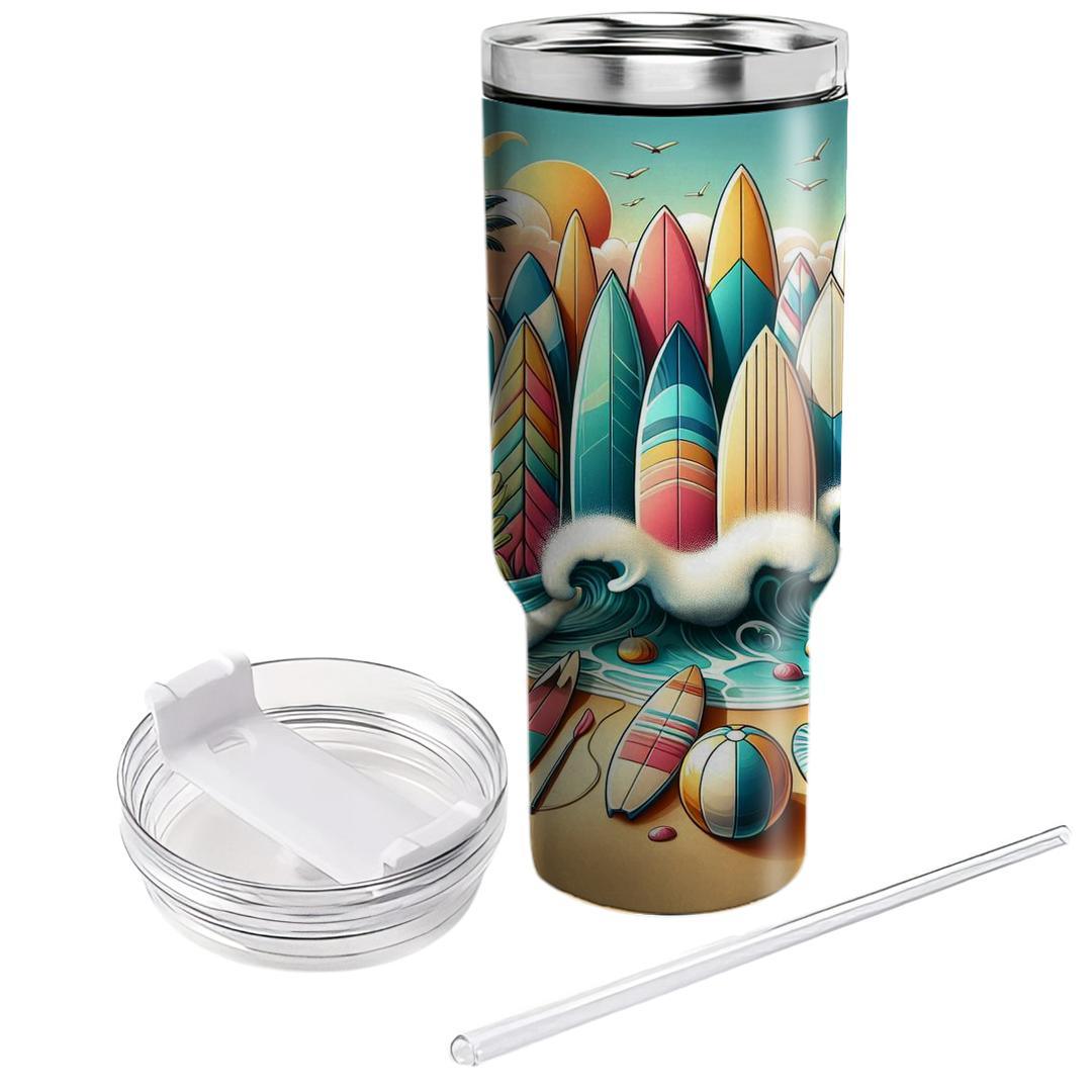 Classic 70s Surfboard Adventure  Travel Tumblers