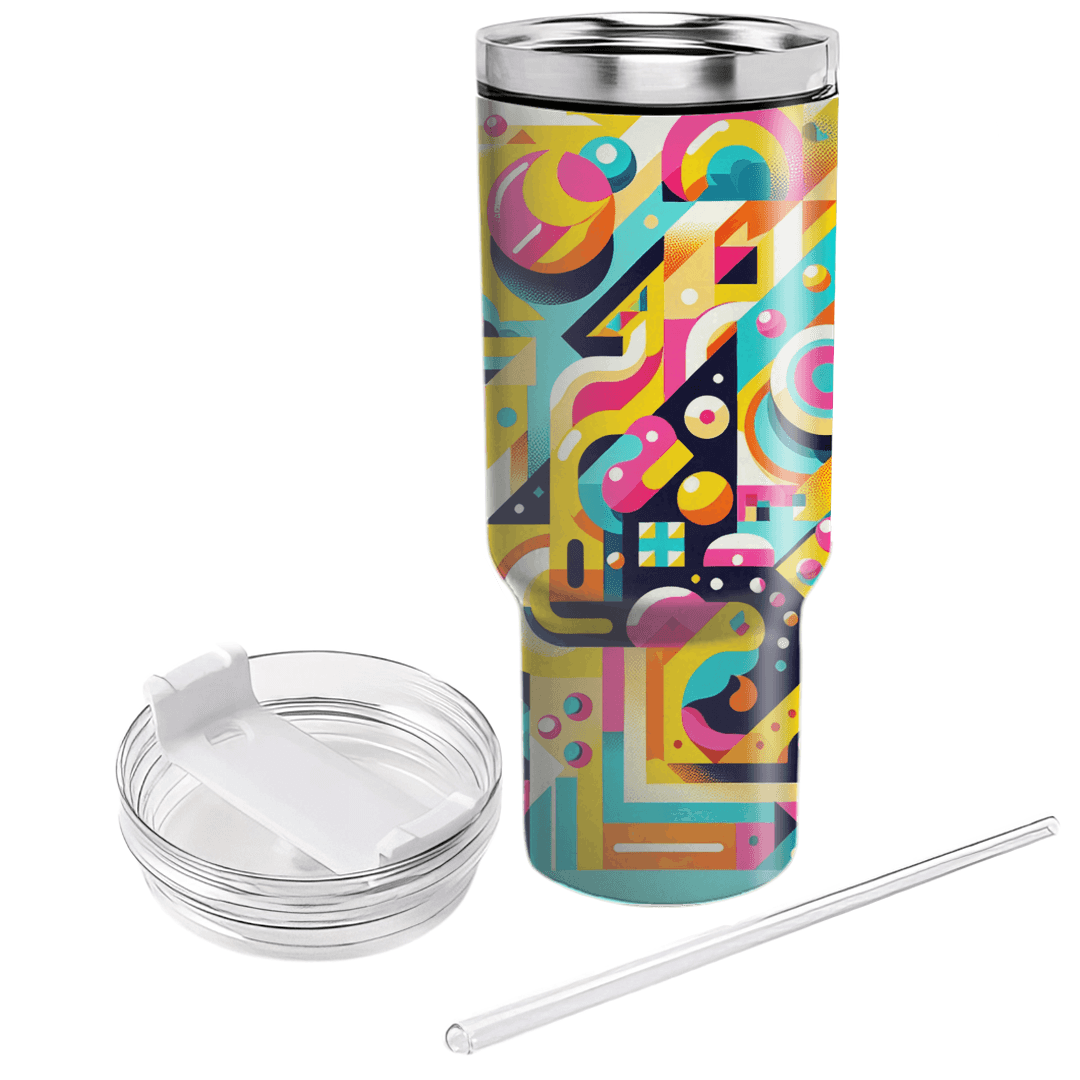 Groovy 80s Patterns Travel Tumblers