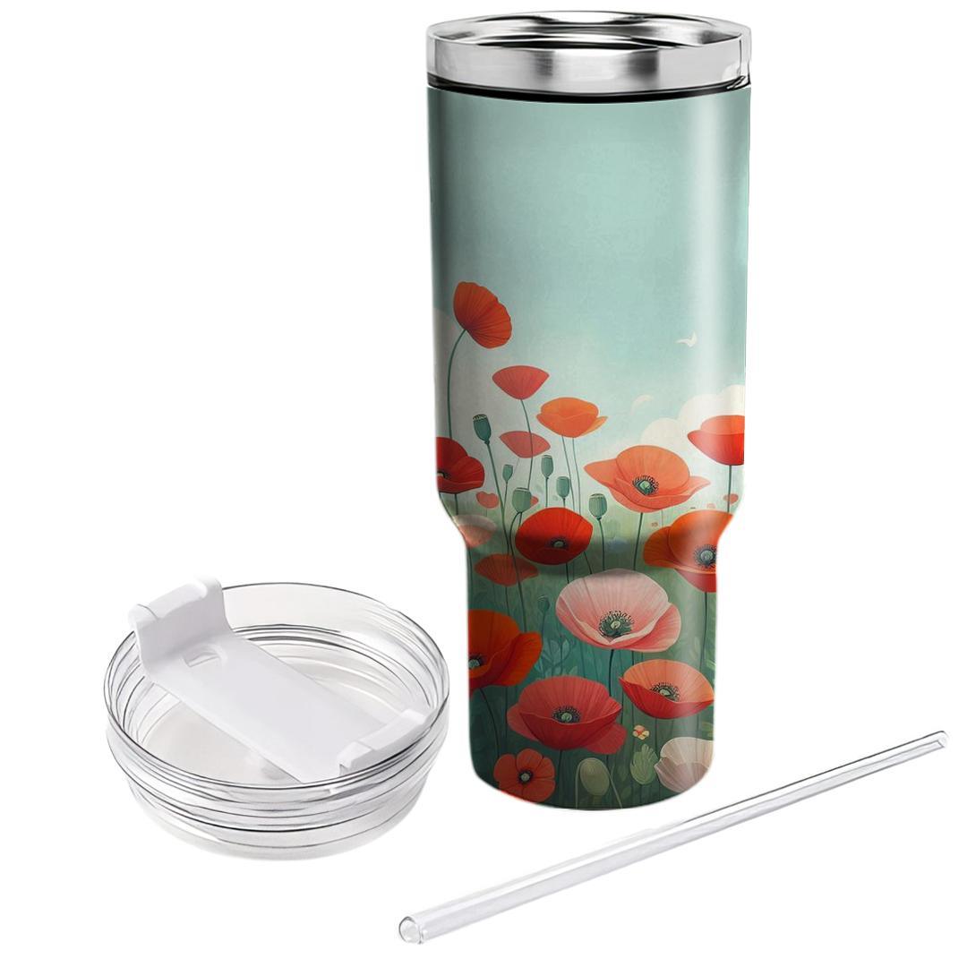 Whimsical Poppy Fields  Tumbler Cups