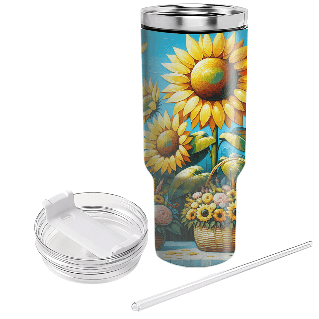 Joyful Sunflower Symphony  Tumblers With Lids