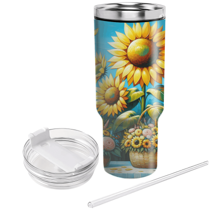 Joyful Sunflower Symphony  Tumblers With Lids