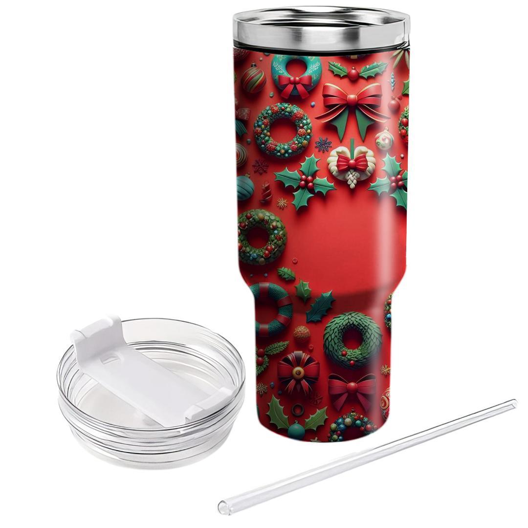 Whimsical Wreaths - Christmas Joy  Personalized Tumblers