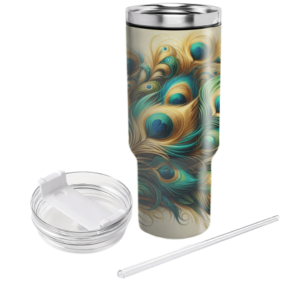 Vibrant Peacock Feathers  Tumbler Cups