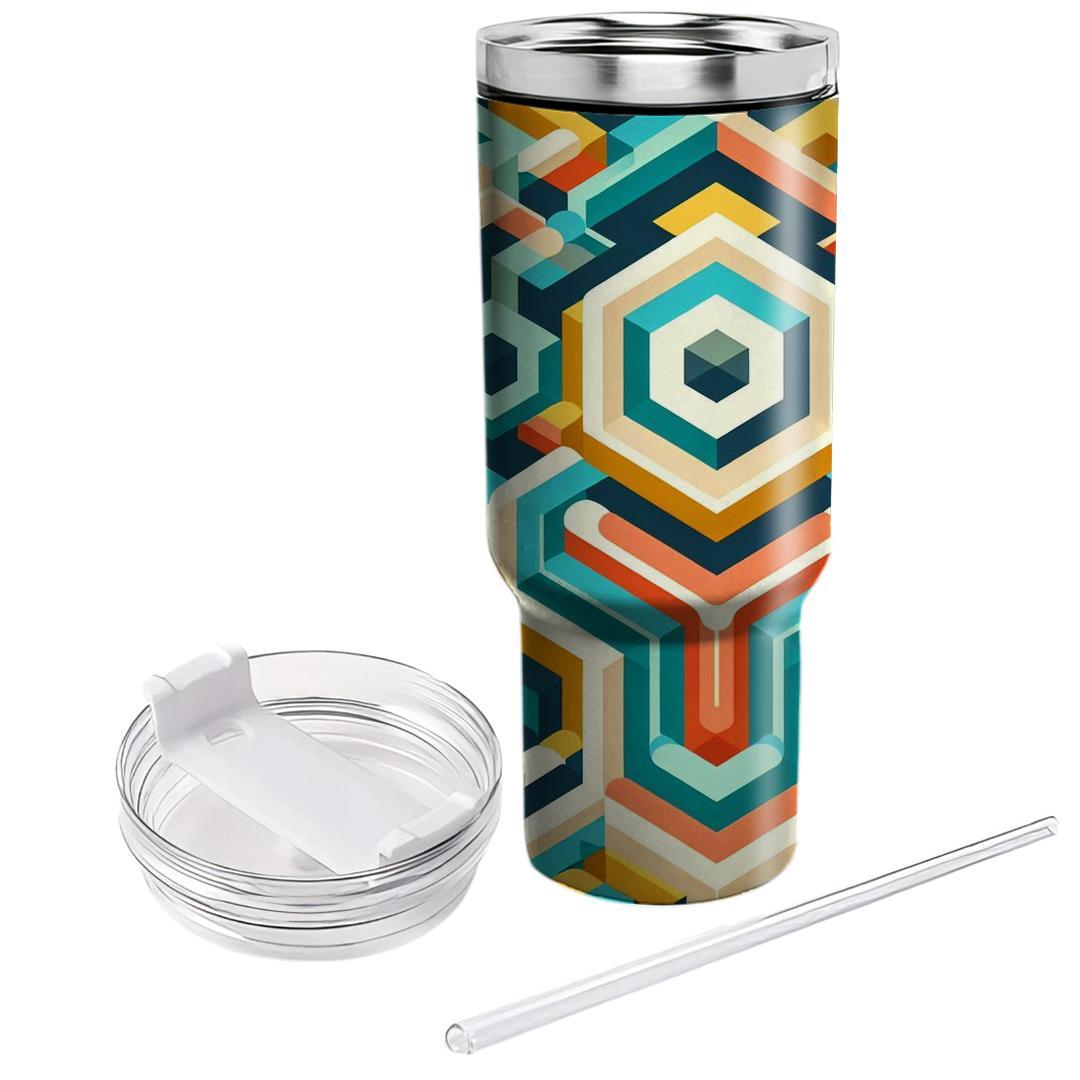 Hexagonal Mosaic Radiance  Tumblers With Lids