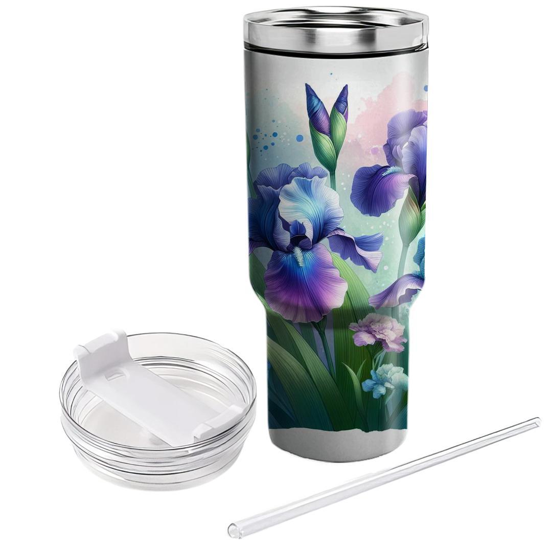 Watercolor Iris Serenity  Insulated Tumblers