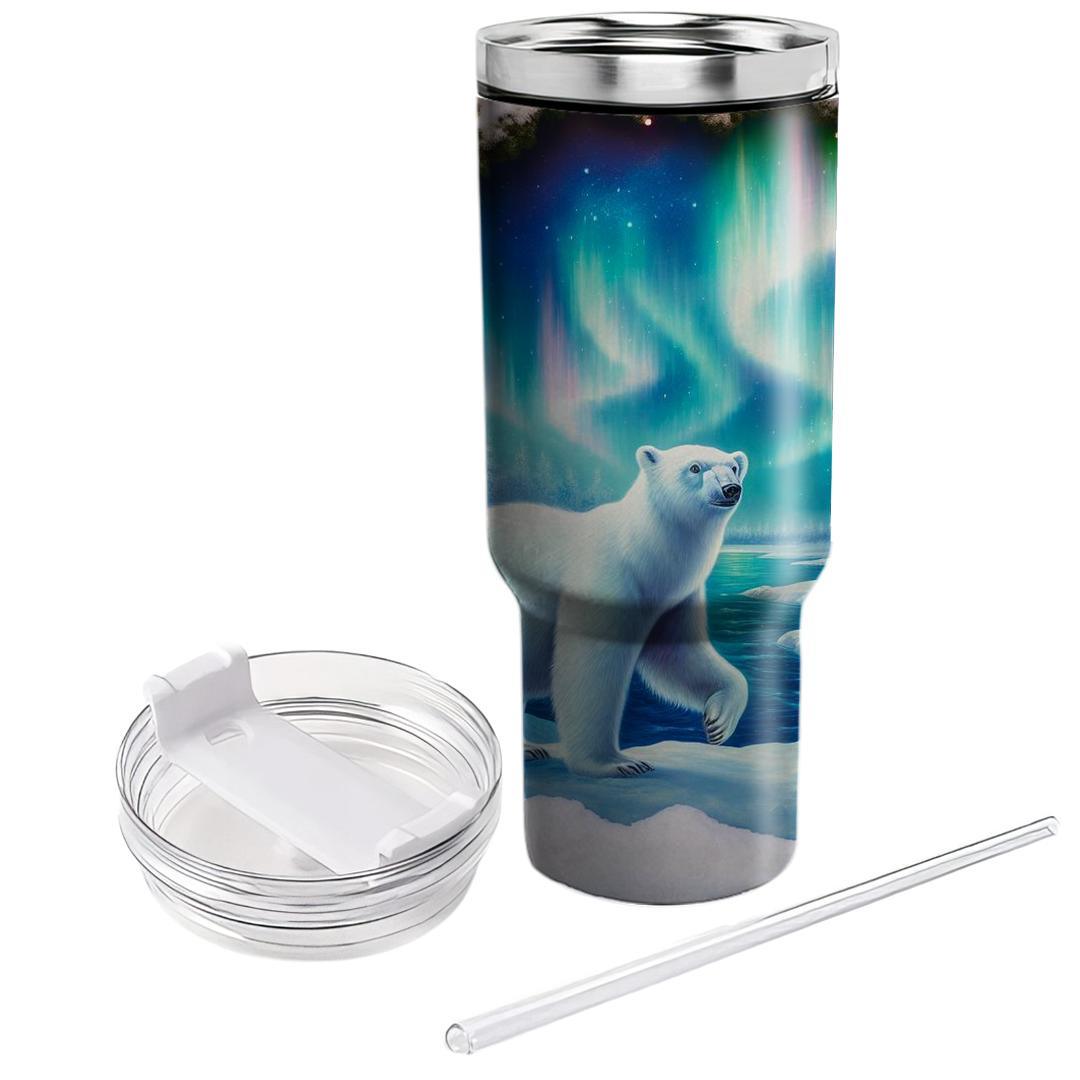 Frosty Polar Bear Glow  Travel Tumblers