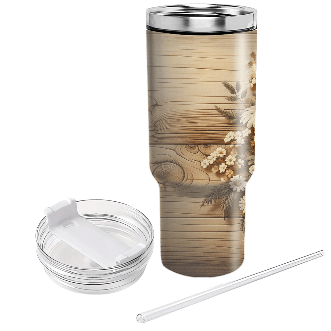 Rustic Daisy Meadow  Tumblers With Lids