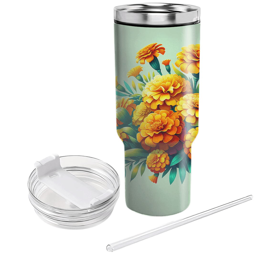 Cheerful Marigold Medley  Tumblers With Lids