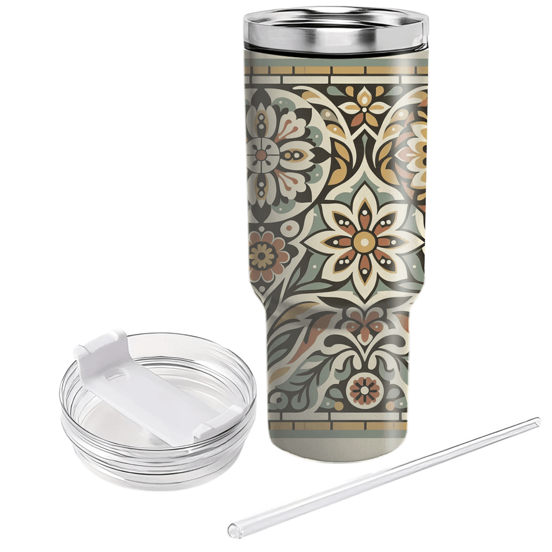 Vintage Floral Mosaic Decorative Tumblers