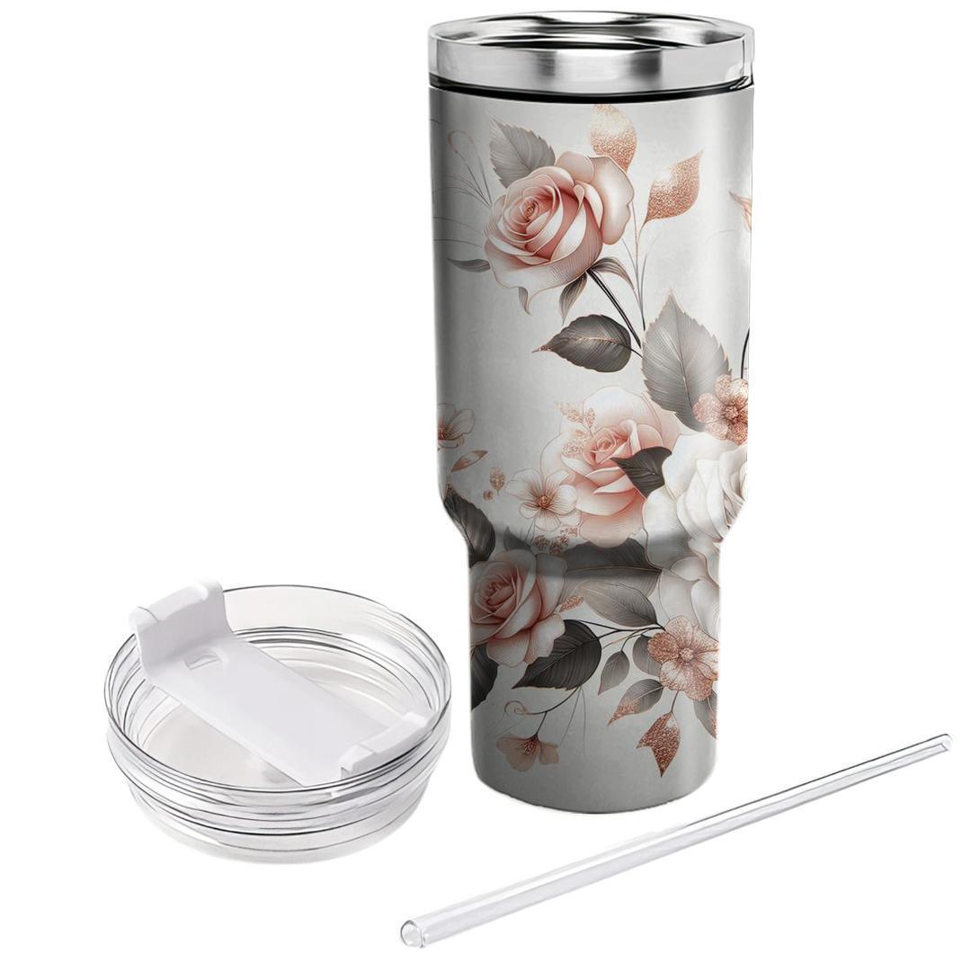 Rose Gold Floral Charm  Tumbler Cups