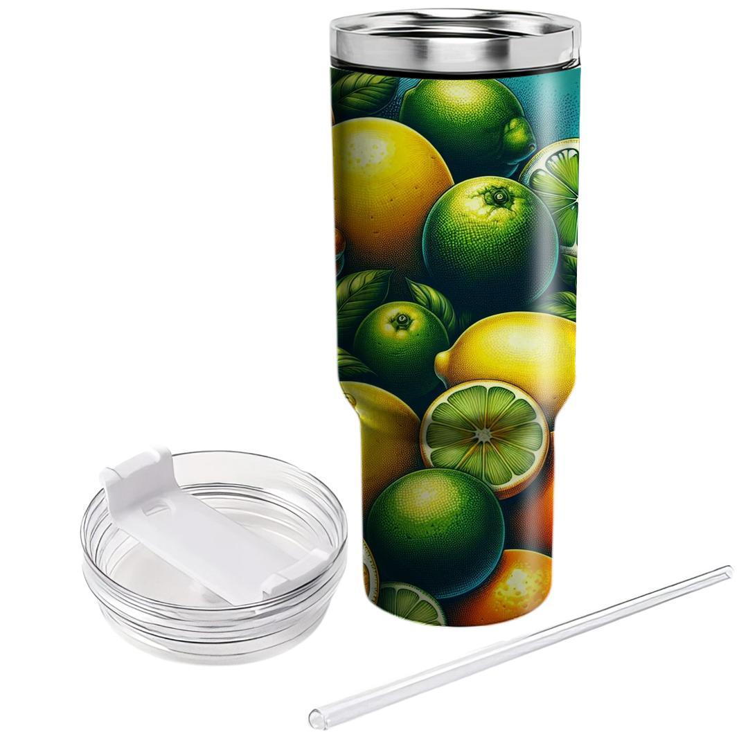 Summer Citrus Splash Tumblers With Lids