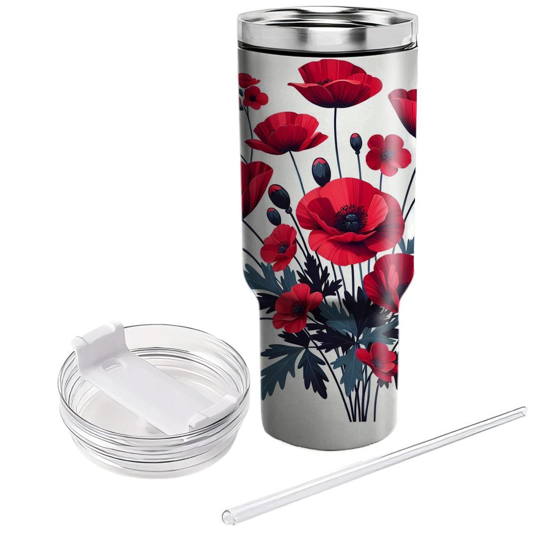 Crimson Poppy Reverie  Unique Tumblers