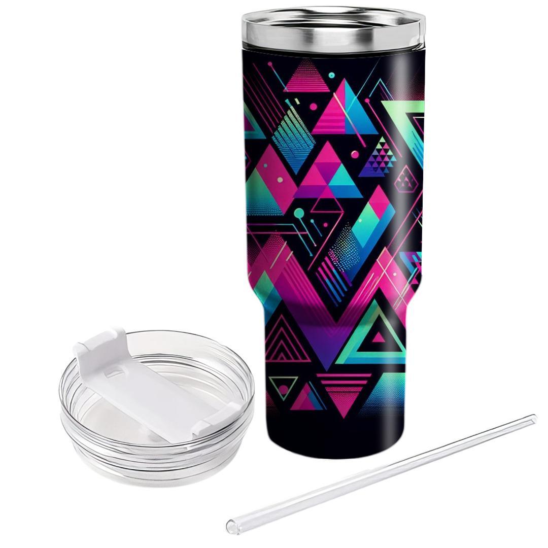 Retro Neon Triangles  Personalized Tumblers
