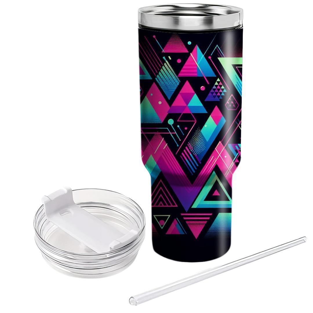 Retro Neon Triangles  Personalized Tumblers