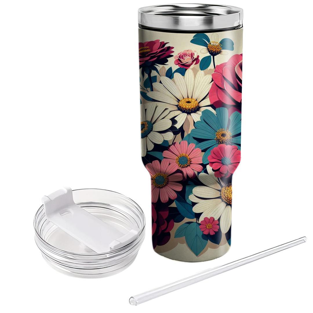 Vibrant Floral Collage  Unique Tumblers