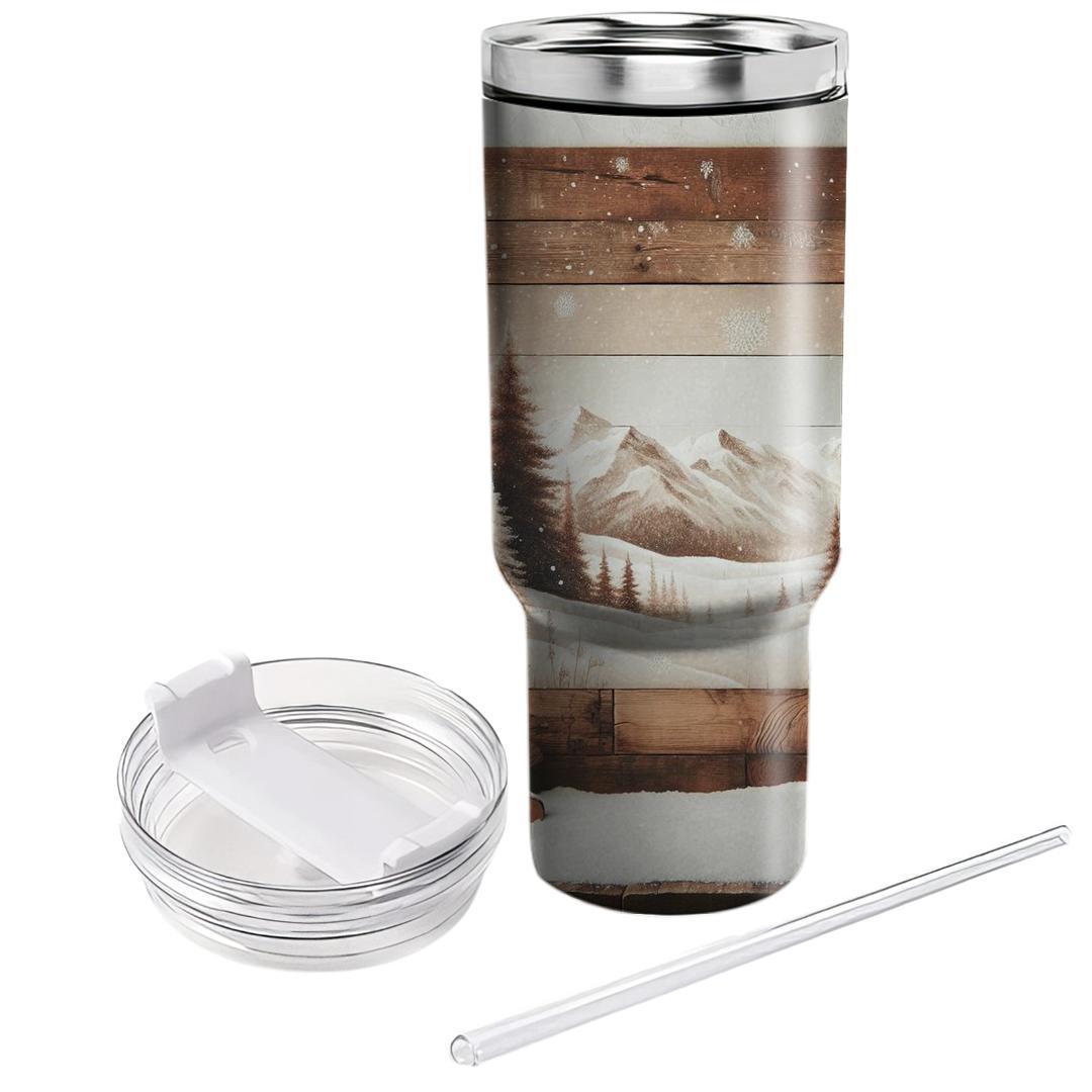 Winter Rustic Lodge  Travel Tumblers