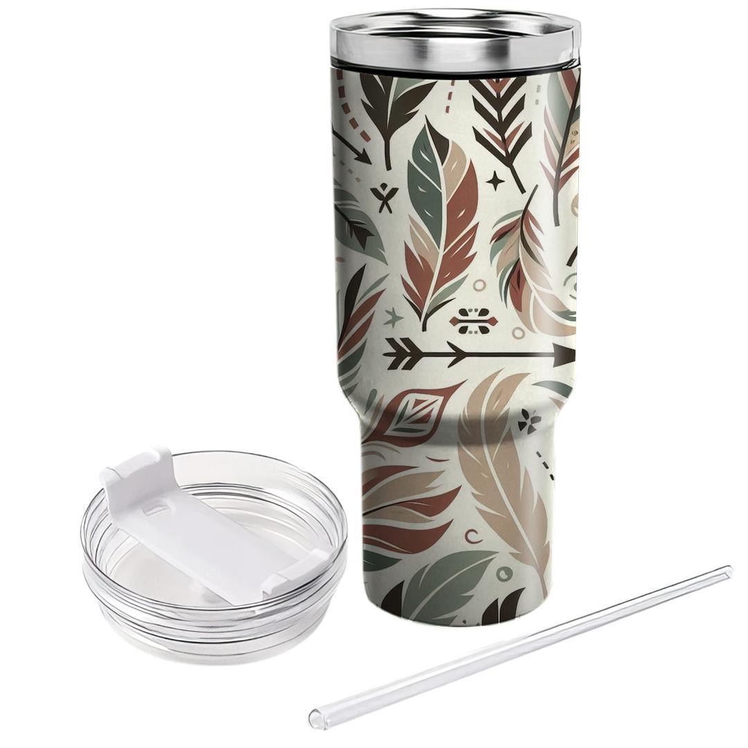 Stylized Feather And Arrow  Decorative Tumblers