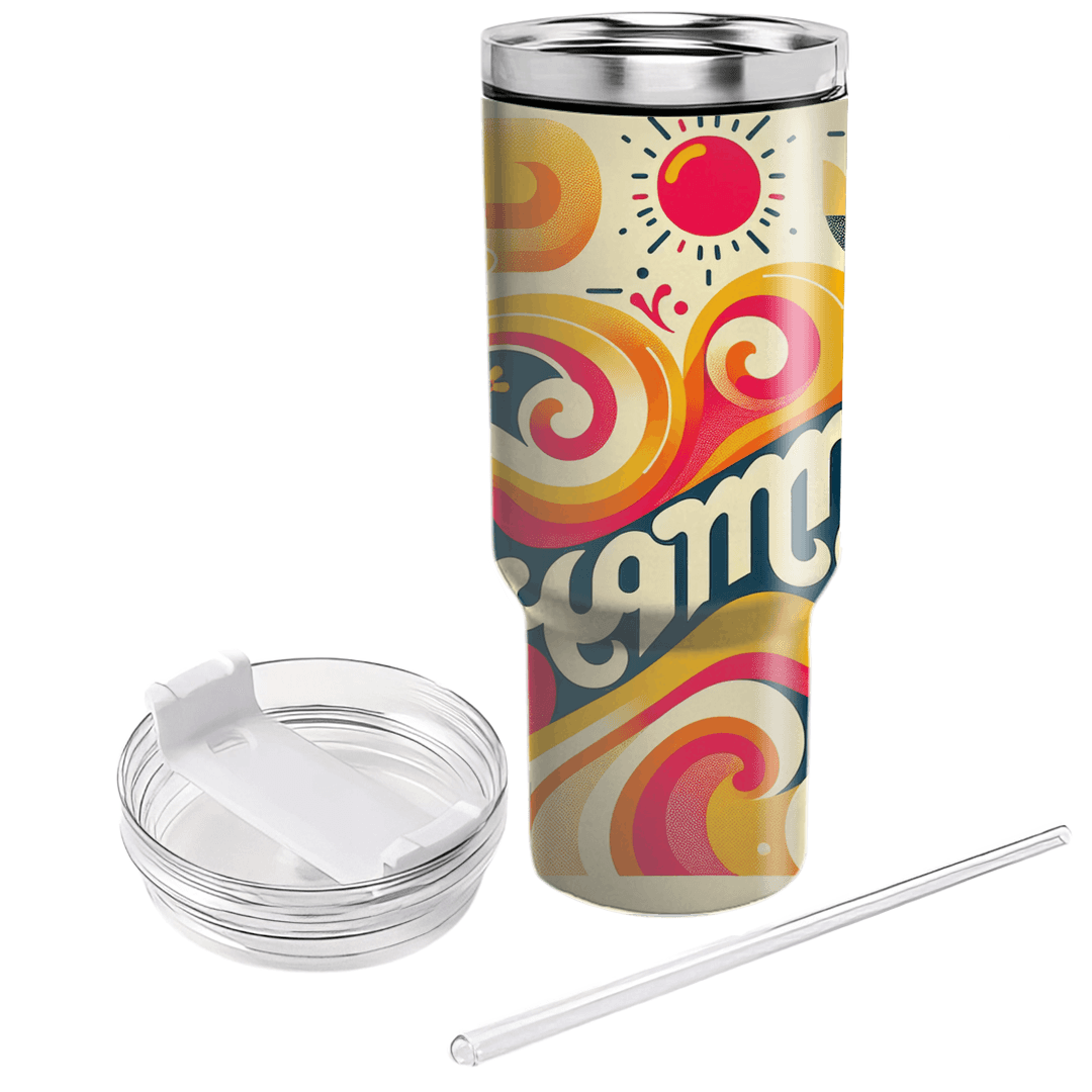 Groovy Sunshine Waves  Travel Tumblers