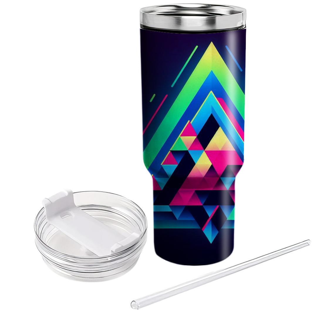 Neon Retro Triangles  Custom Tumblers