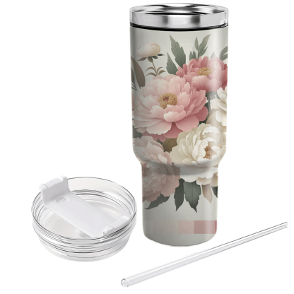 Vintage Peony Charm  Tumblers With Lids