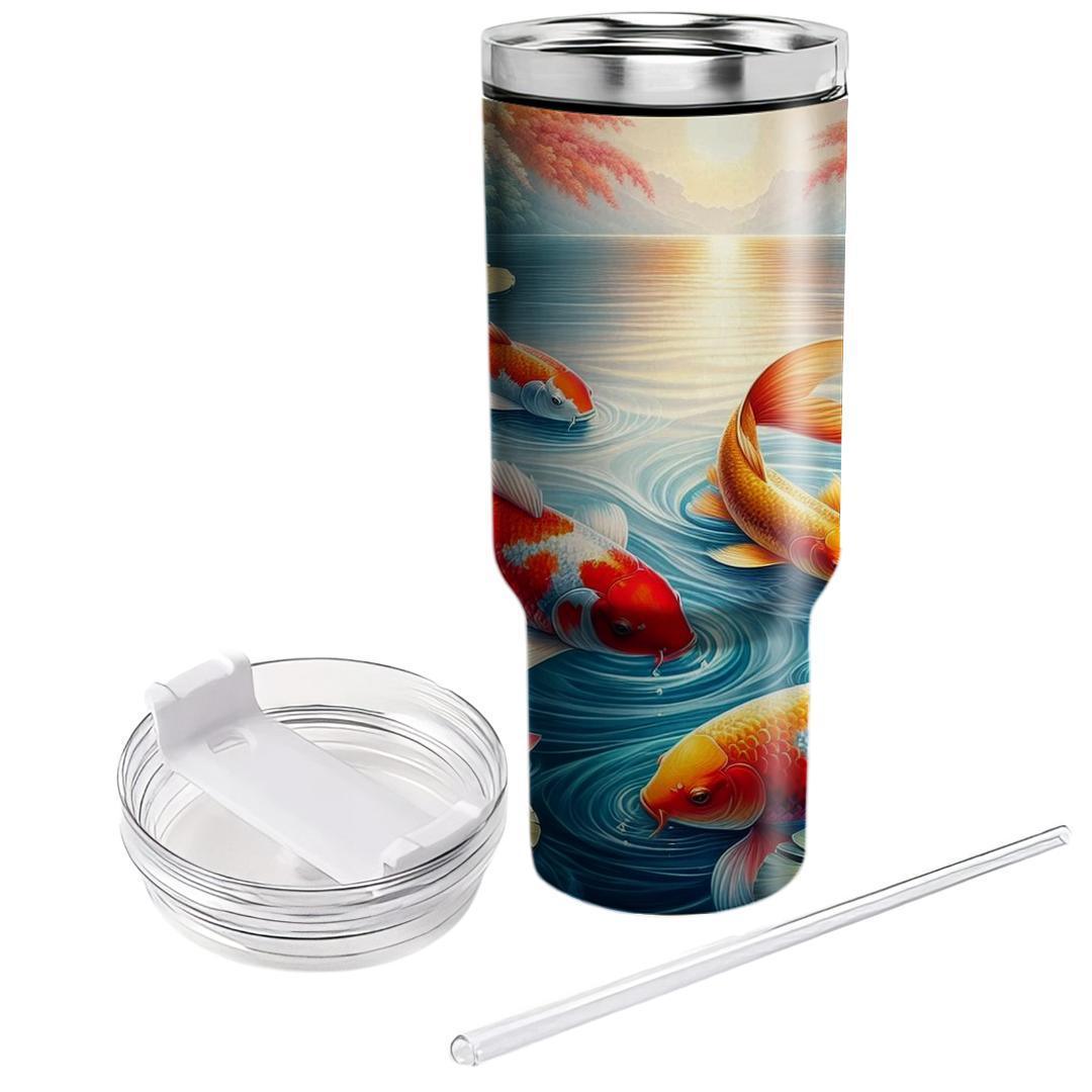 Colorful Fish Pond  Tumblers With Lids