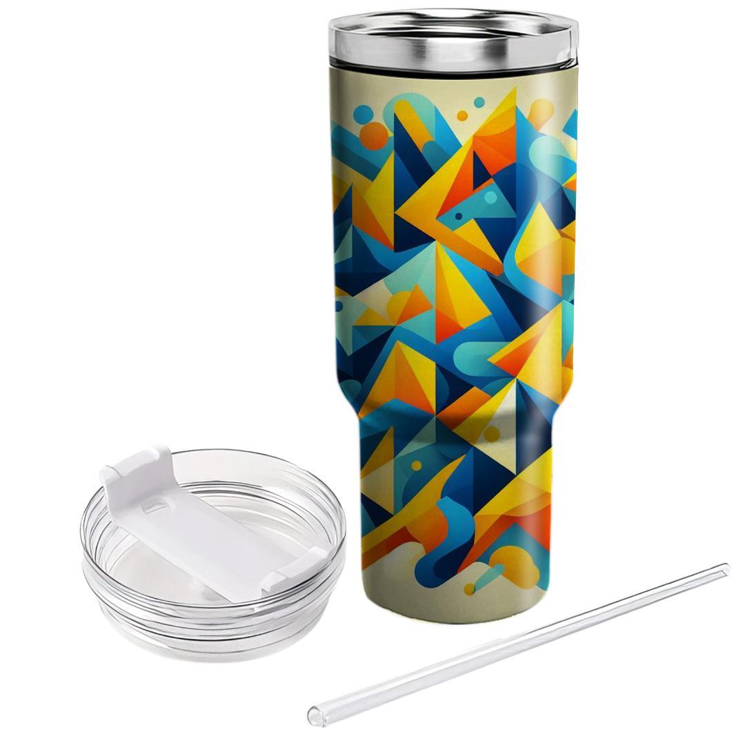 Abstract Triangles Dance  Tumblers With Lids