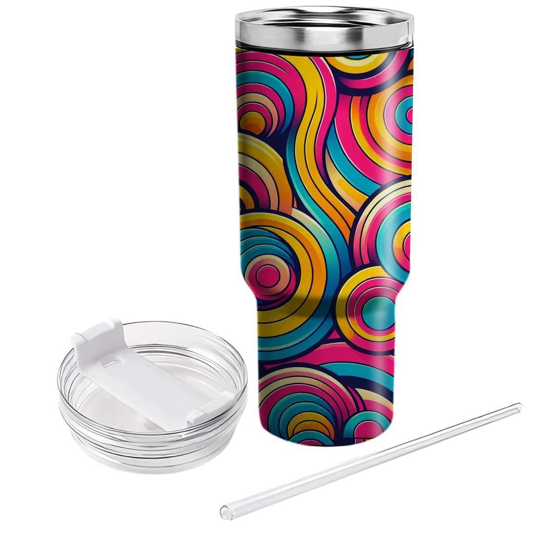 Electric Retro Circles  Travel Tumblers