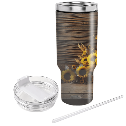 Rustic Sunflower Haven  Tumblers With Lids