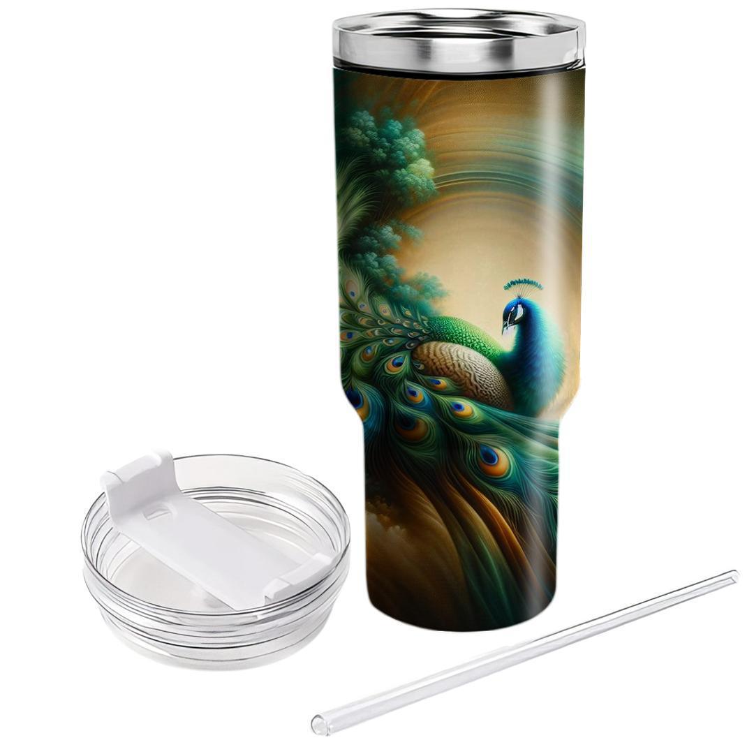 Radiant Peacock Plume  Travel Tumblers